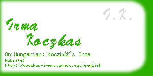 irma koczkas business card